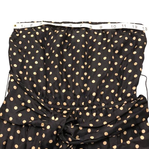 BCBG Maxazria Black Polka Dot Silk Dress XS Strapless Lined Vacation Cruise - Picture 7 of 7